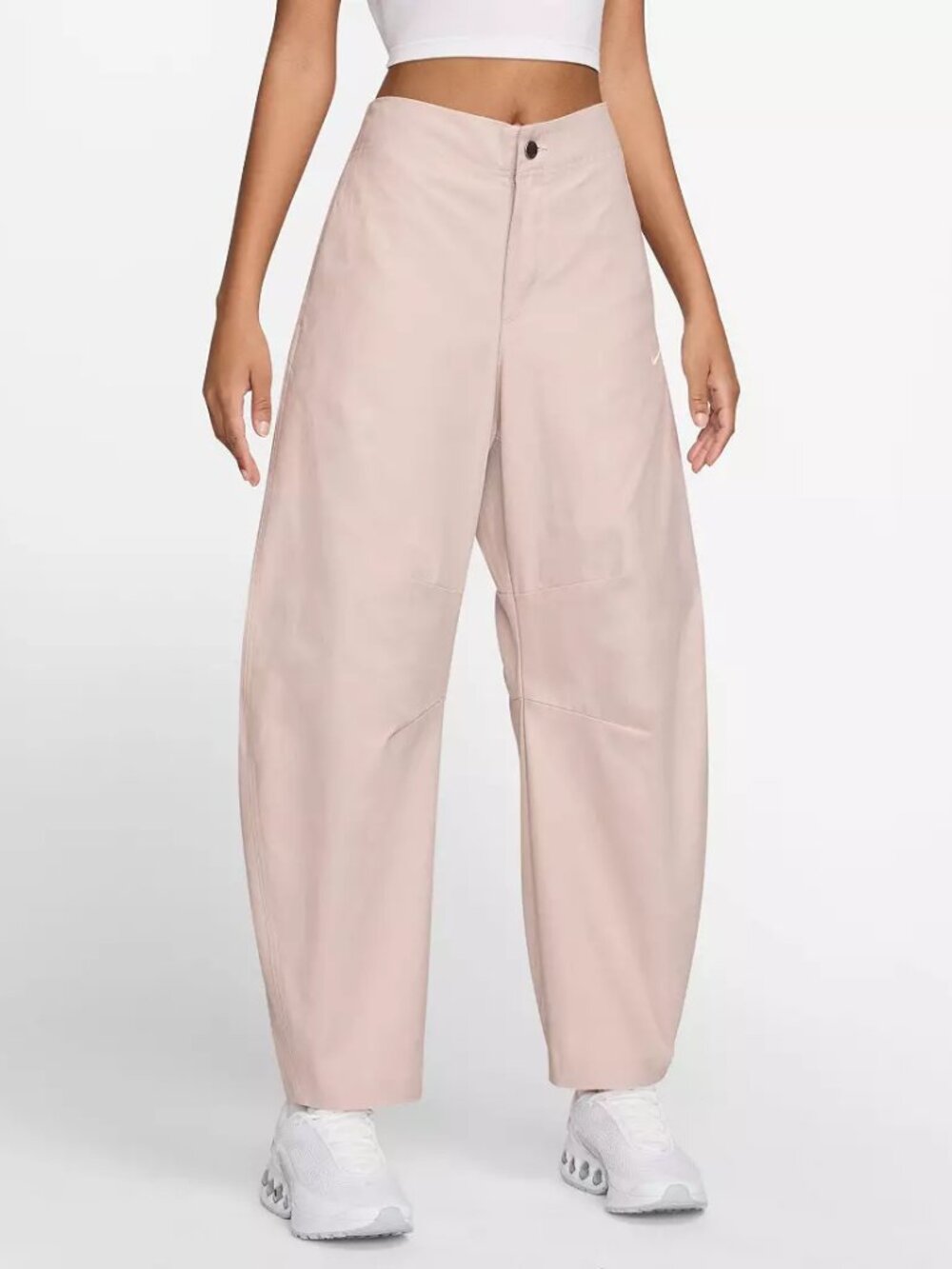Nike Women's Sportswear Barrel Pants Loose Fit Mid-Rise Size XS Blush Rose